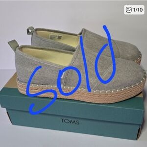 TOMS Gray Canvas Espadrille Slip-Ons